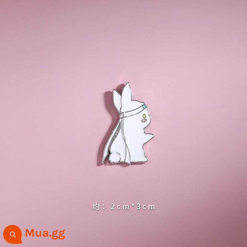 Little White Rabbit Robe dễ thương Người môi giới phim hoạt hình Nhật Bản Ins Tide Tính cách chống lại Buckle Light Withing với cặp Huy hiệu Metal Metal - thỏ ruy băng trắng