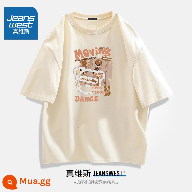 Jeanswest Mỹ phong cách retro Áo thun ngắn tay nam 2023 mùa hè mới áo thun nam cotton thủy triều thương hiệu - Tranh tường Ai Cập