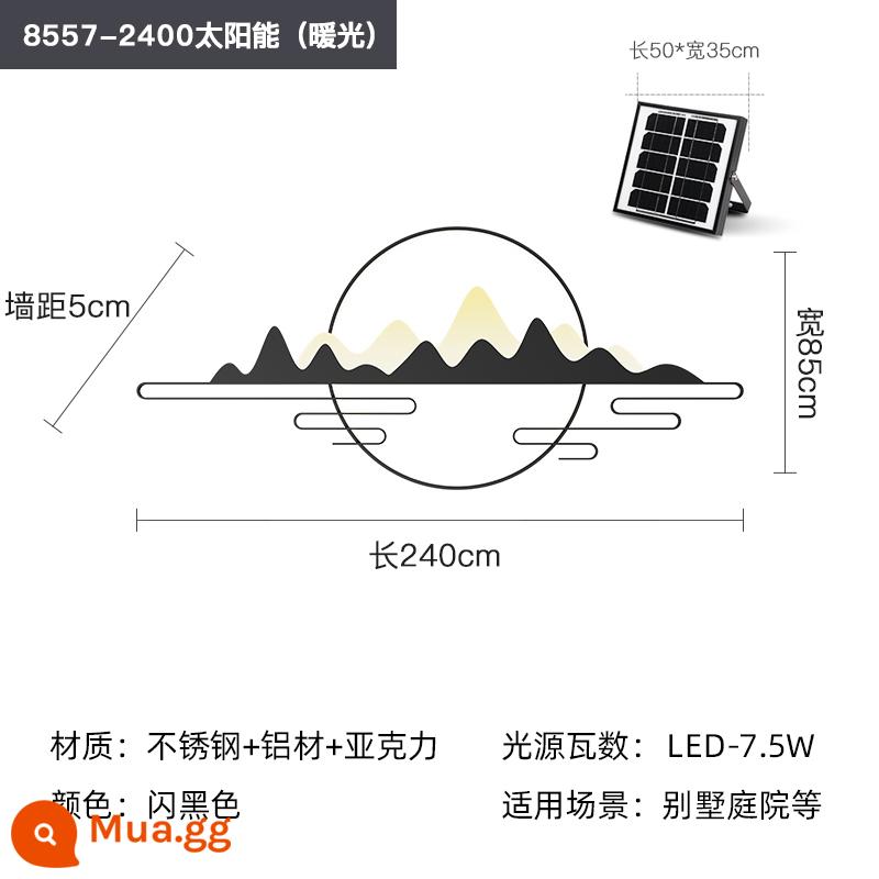 Phong Cách Trung Hoa Mới Ngoài Trời Biệt Thự Sân Trang Trí Đèn Tường Ngoài Trời Chống Nước Năng Lượng Mặt Trời Đèn Tường Sân Tường Ngoại Thất Không Khí Đèn - 240cm-Solar [Ánh sáng ấm áp 7,5W] (3000K)