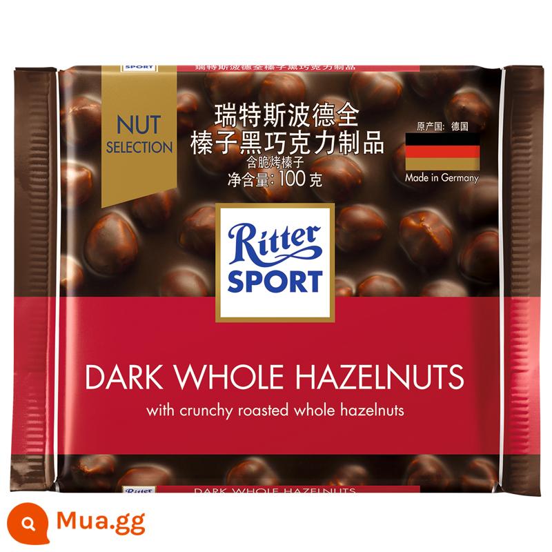 German Ritter Sport Ritter Spode Sports Selected Sandwich Sô cô la 176g Đồ ăn vặt nổi tiếng trên Internet nhập khẩu - Sôcôla đen hạt phỉ nguyên hạt 100g