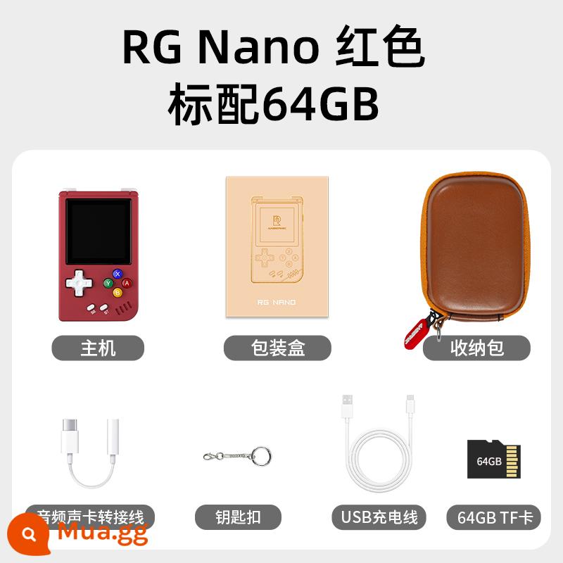 Móc khóa bảng điều khiển trò chơi siêu nhỏ ANBERNIC RGNano Phát lại nhạc không bị méo tiếng HIFI - RG Nano đỏ chuẩn 64G (5000+ game)