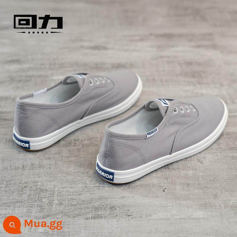 Kéo lại giày vải nữ mùa xuân 2023 giày nhỏ màu trắng slip on giày slip-on thời trang đế phẳng giày đơn nữ màu trắng - 446 màu xám