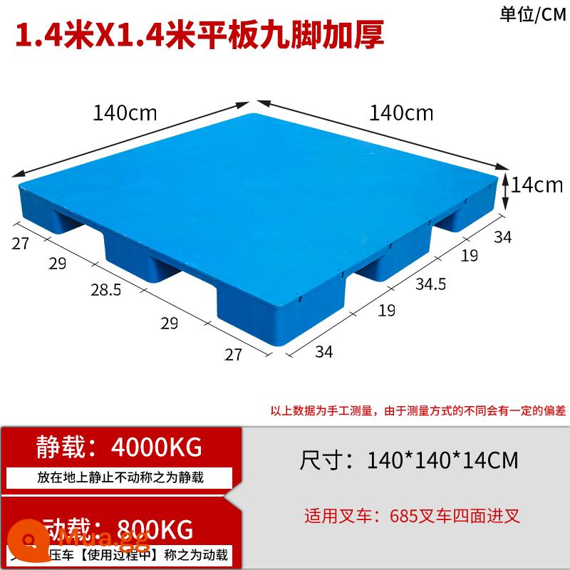 Xe nâng pallet nhựa chống ẩm tấm lót thẻ bảng nền tảng ngăn xếp kho sàn hậu cần kệ pallet phẳng 9 feet - 1,4 * 1,4 mét vật liệu mới dày