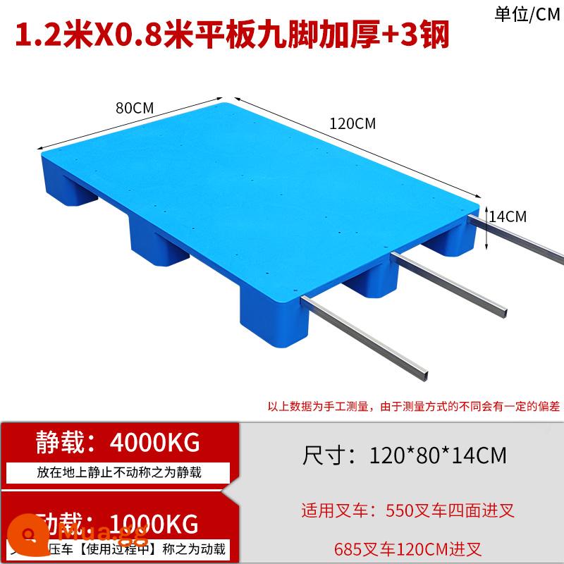 Xe nâng pallet nhựa chống ẩm tấm lót thẻ bảng nền tảng ngăn xếp kho sàn hậu cần kệ pallet phẳng 9 feet - Vật liệu mới 1,2 * 0,8 mét cộng với 3 lớp thép dày