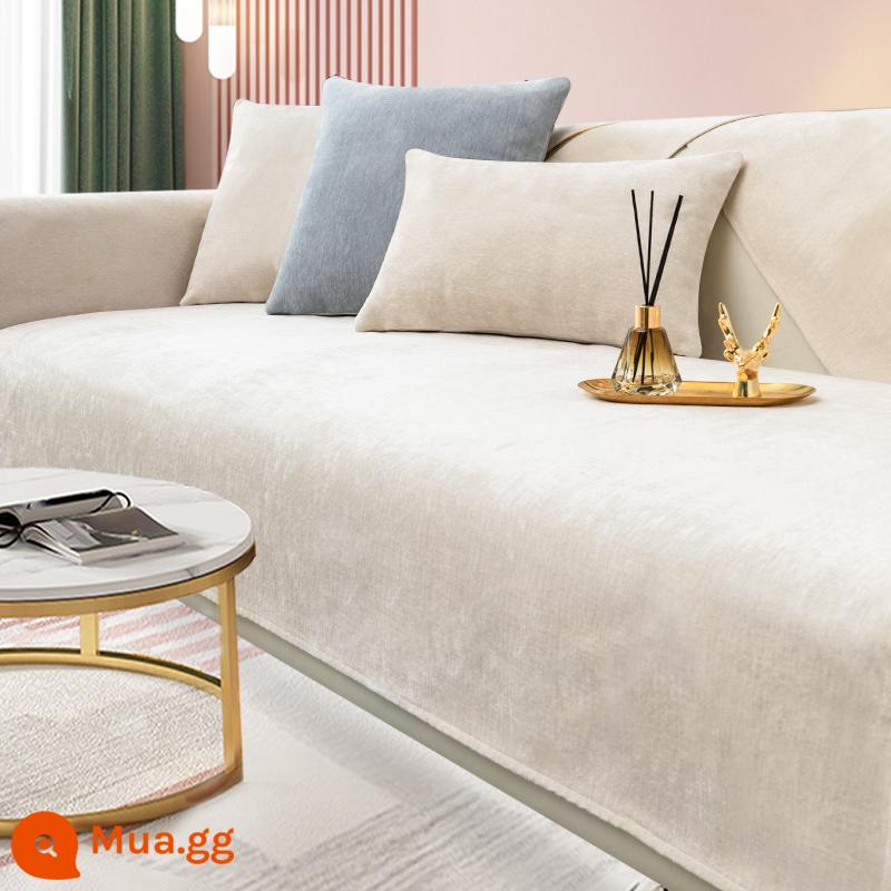 Mùa đông chenille màu hồng sofa đệm ánh sáng sang trọng bốn mùa phổ chống trượt hiện đại tối giản bọc da bao vải - BBG-Xanh Ngọn Lửa-Màu Rắn-Be