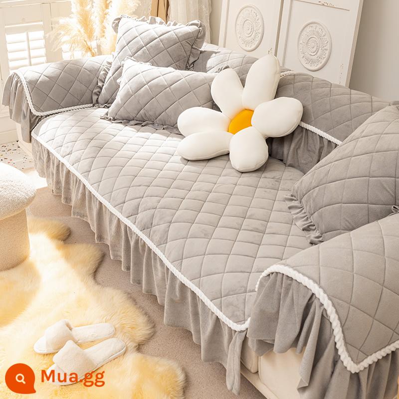 Mùa đông sang trọng của ghế sofa châu Âu Bốn mùa đơn giản phổ biến hiện đại chống lại đệm 2022 MỚI VẢI - FS-Tai Gỗ Tình Yêu Mùa Đông-Xám