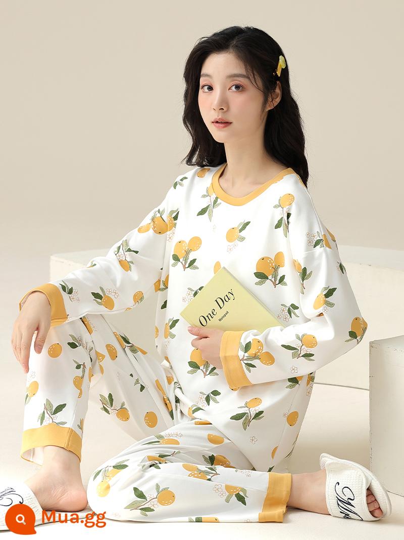 Nanjiren Pyjamas Nữ Xuân Thu Cotton Dài Tay Mặc Ngoài Phục Vụ Tại Nhà Thu Đông Hàn Quốc Plus Size Suit - PK2301