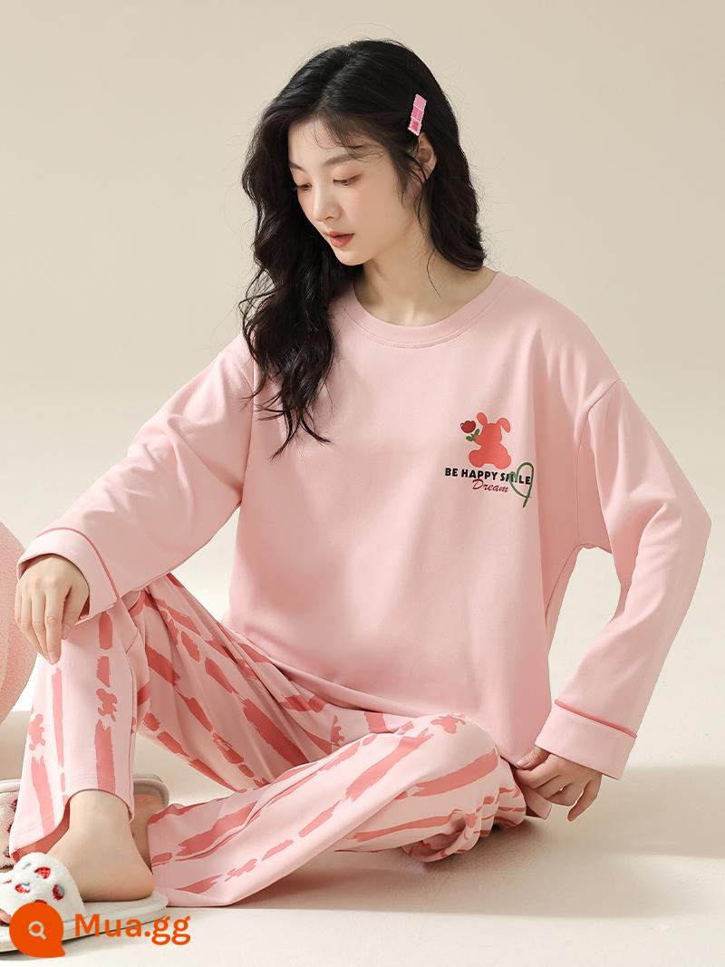 Nanjiren Pyjamas Nữ Xuân Thu Cotton Dài Tay Mặc Ngoài Phục Vụ Tại Nhà Thu Đông Hàn Quốc Plus Size Suit - AM23779