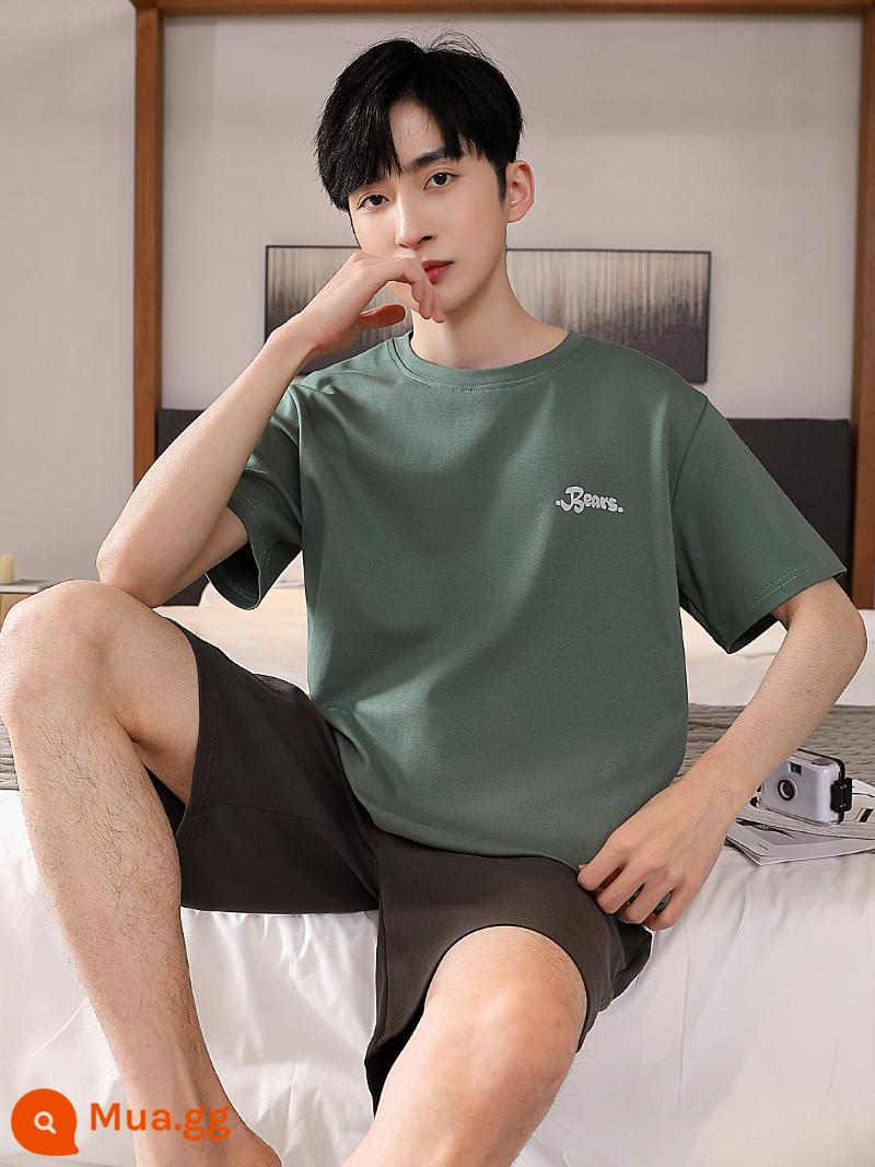 Bộ đồ ngủ Nanjiren nam cotton mùa hè mỏng quần short ngắn tay phù hợp với phim hoạt hình nam cỡ lớn có thể mặc bên ngoài quần áo ở nhà - YH861