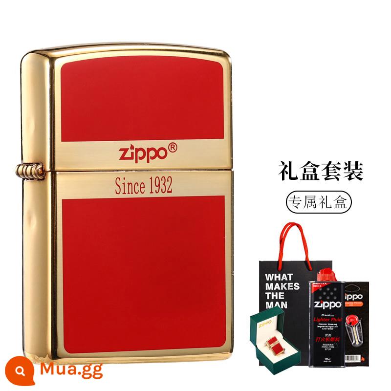 Hàng chính hãng men thương hiệu xuất xứ bật lửa zippo chính hãng chống gió dầu hỏa nam sáng tạo quà tặng bạn trai - Nguồn gốc nhãn hiệu men-[màu đỏ, mẫu hộp quà tặng]