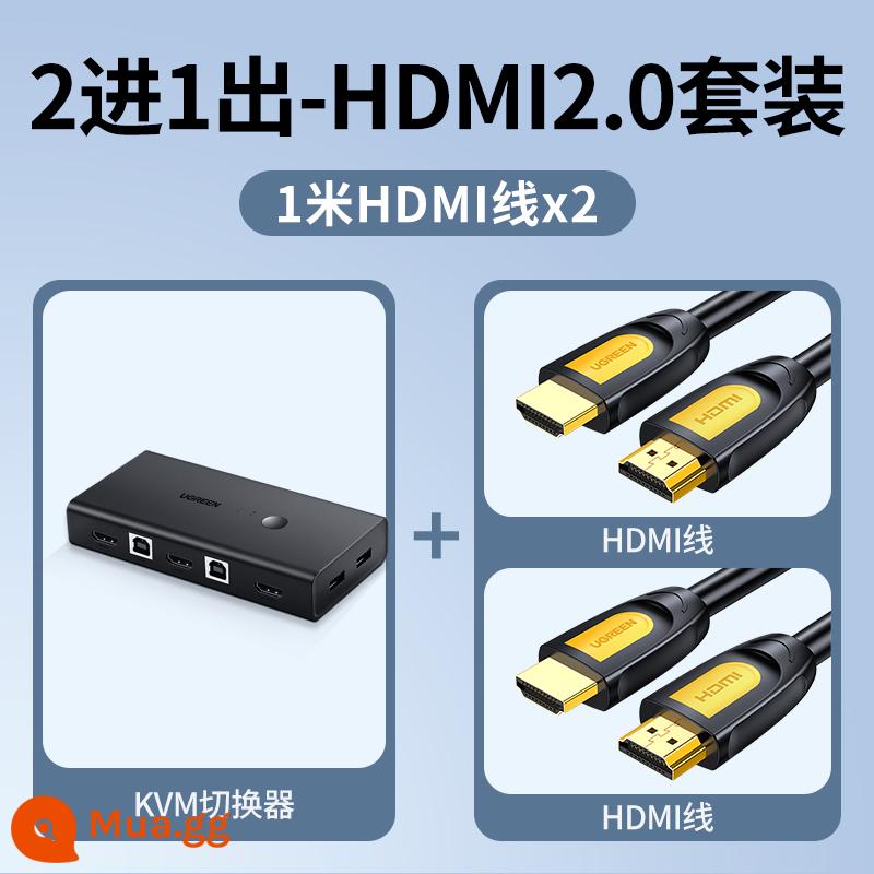 Bộ chuyển đổi kvm Green Union máy cắt màn hình hdmi hai trong một Bộ độ nét cao 4K điều khiển chuột và bàn phím hai máy tính chia sẻ màn hình usb chia sẻ máy in một kéo hai bộ chia - [Bộ B nâng cấp] 4K60Hz (có 2 cáp HDMI)