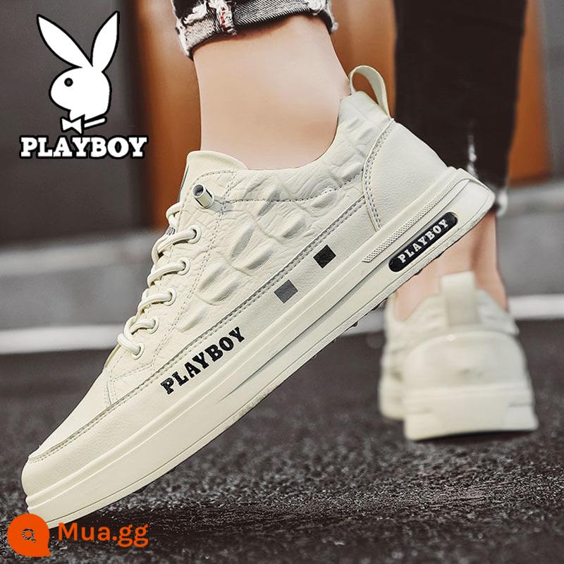 Giày Playboy cỡ nhỏ màu trắng da nam mùa thu hợp thời trang mùa đông phù hợp với mọi lứa tuổi Giày da thường giày lười đế mềm - PL322085D màu be