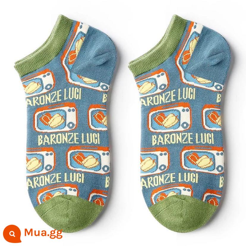 CrazySocks Mùa Thu Đông Kẻ Sọc Mới Mèo Vô Hình Tất Thể Thao Đa Năng Xu Hướng Đường Phố Nam Nữ Cotton - Tivi xanh 35-40m