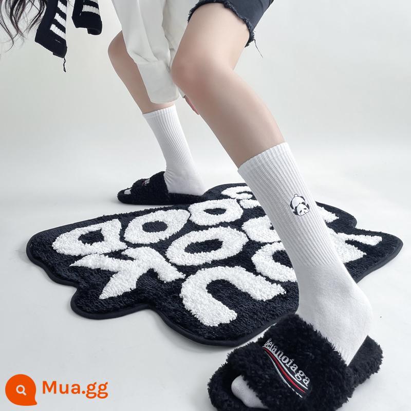 CrazySox gấu trúc khổng lồ vớ thêu đen trắng sọc chữ gấu trúc thể thao nam và nữ vớ cotton ống giữa màu trơn - Gấu trúc đơn màu trắng tinh khiết