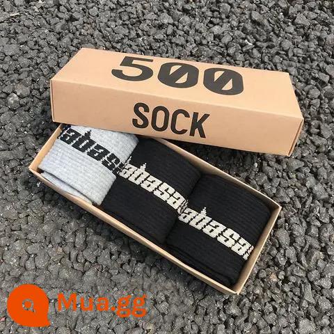 CrazySocks Ba Đôi Tất Dành Cho Nam Thiết Kế Ban Đầu Barb Nhăn Nhó Hoa Điều Ống Dài Tất Thể Thao Dành Cho Nữ - Tiếng Anh màu xám + đen + đen