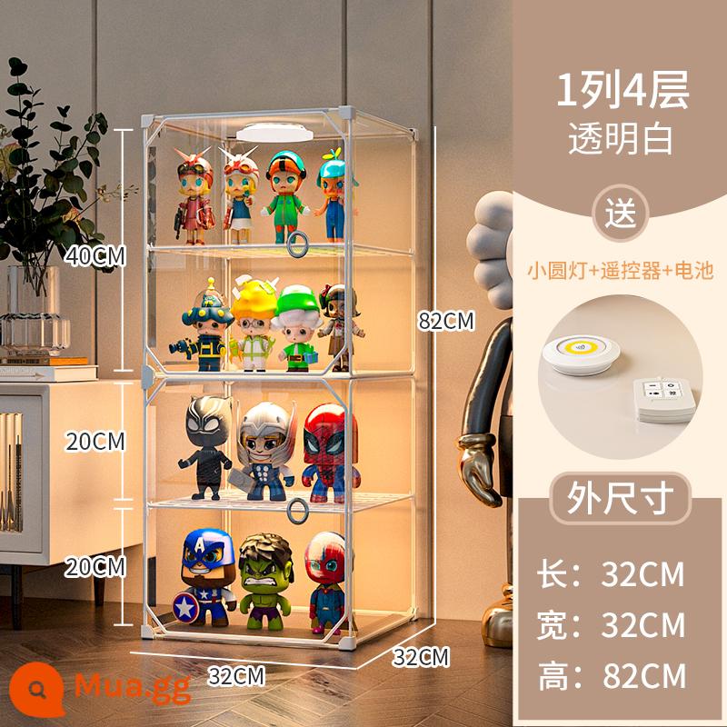 Mô Hình Lego Tủ Trưng Bày Hộp Bảo Quản Giả Kính Acrylic Trong Suốt Trang Trí Mô Hình Tủ Đồ Chơi Tủ Đỡ - [Lưới sắt chịu lực] 1 dãy 4 lớp ☛Tấm cửa siêu trong suốt❤ Tặng kèm bộ đèn điều khiển từ xa (bao gồm pin)