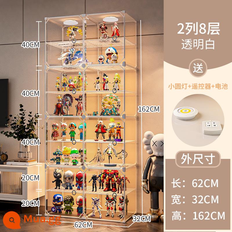 Mô Hình Lego Tủ Trưng Bày Hộp Bảo Quản Giả Kính Acrylic Trong Suốt Trang Trí Mô Hình Tủ Đồ Chơi Tủ Đỡ - [Lưới sắt chịu lực] 2 cột 8 lớp ☛Tấm cửa siêu trong suốt❤ Tặng kèm 2 bộ đèn điều khiển từ xa (bao gồm pin)