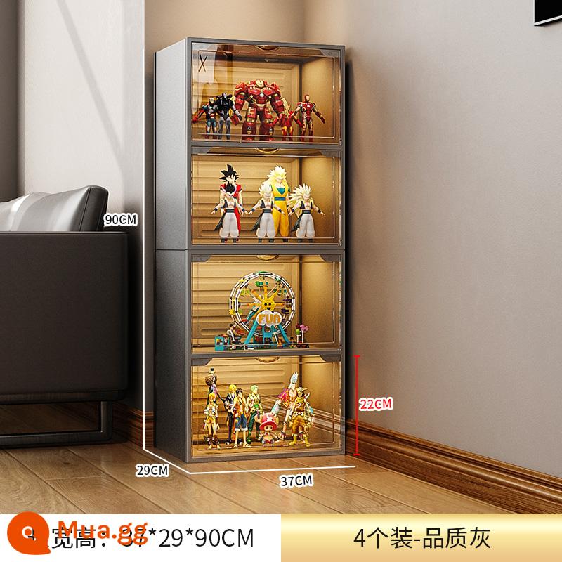 Mô Hình Lego Tủ Trưng Bày Mô Hình Đặt Đồ Chơi Hộp Bảo Quản Giả Acrylic Trong Suốt Nhà Giá Đỡ Khối Xây Tủ - Tủ trưng bày 4 lưới [Phantom Grey] 2023 mới