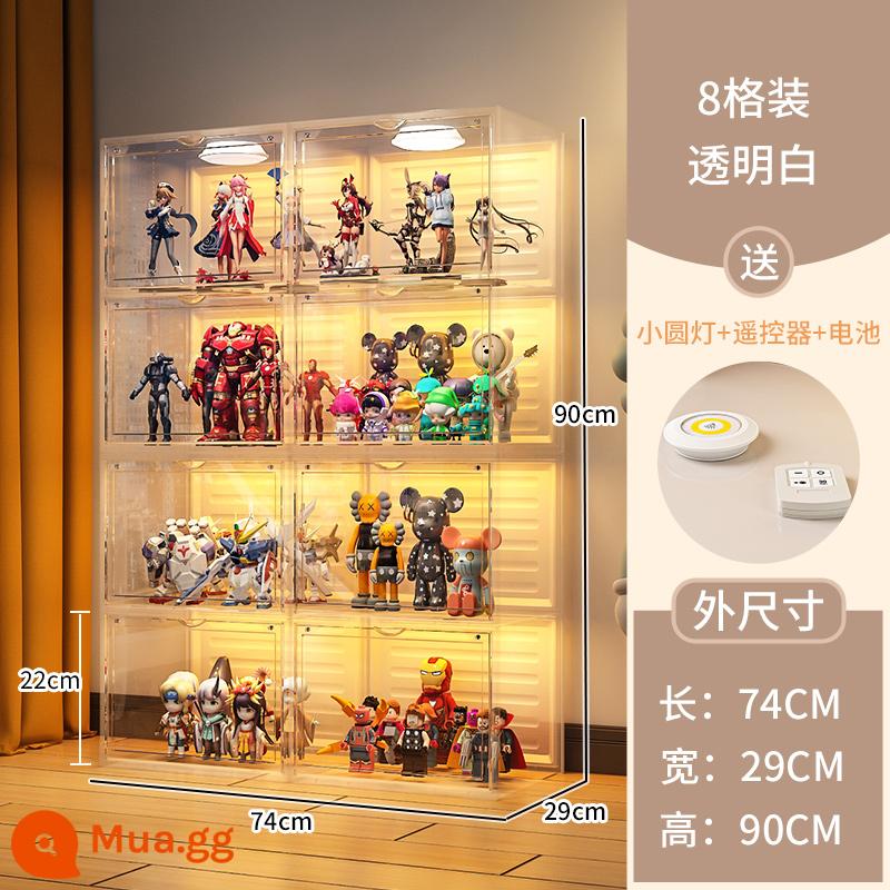 Mô Hình Lego Tủ Trưng Bày Mô Hình Đặt Đồ Chơi Hộp Bảo Quản Giả Acrylic Trong Suốt Nhà Giá Đỡ Khối Xây Tủ - 2 cột và 8 ô [độ trong suốt cao thế hệ thứ hai] kèm 2 bộ đèn điều khiển từ xa (bao gồm pin)