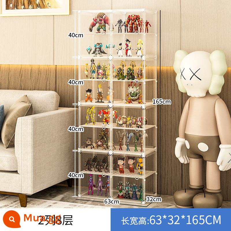 Mô Hình Lego Tủ Trưng Bày Hộp Bảo Quản Giả Kính Acrylic Trong Suốt Trang Trí Mô Hình Tủ Đồ Chơi Tủ Đỡ - [Lưới sắt chịu lực] 2 hàng 8 lớp ☛ Panel cửa siêu trong - Chiều cao sàn 20-40cm