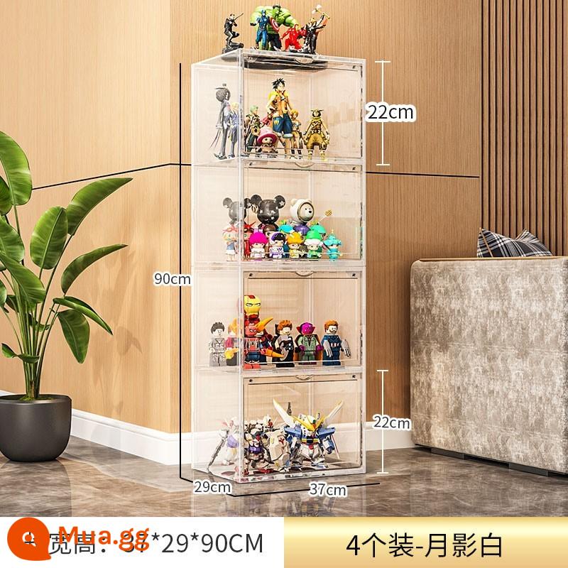 Mô Hình Lego Tủ Trưng Bày Mô Hình Đặt Đồ Chơi Hộp Bảo Quản Giả Acrylic Trong Suốt Nhà Giá Đỡ Khối Xây Tủ - Tủ trưng bày trong suốt độ phân giải cao 4 lưới (màu trắng trong suốt) ◆ thế hệ thứ hai