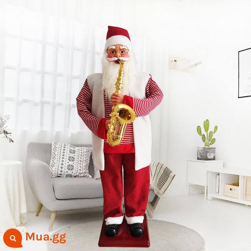 1.8M Đồ Chơi Nhạc Điện Nhảy Múa Thổi Saxophone Ông Già Noel Chào Mừng Vật Trang Trí Lớn Trang Trí Giáng Sinh - Kèn saxophone điện 1,8m cho người già mẫu cao cấp 003