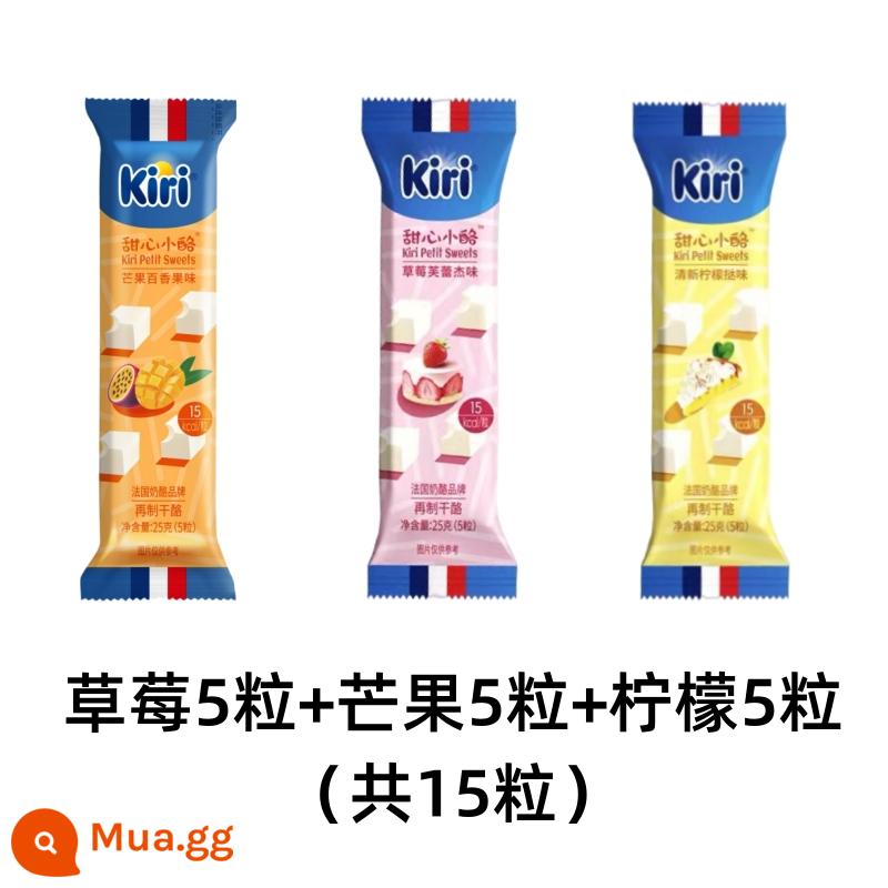 Kiri Phô Mai Hạt Người Yêu Kem Pháp Điểm Nhỏ Kai Rui Phô Mai Cho Trẻ Em Ăn Liền Khối Phô Mai Dâu Tây - [5 viên trong 3 hộp] Dâu + chanh + xoài (chà là mới)