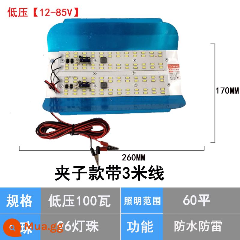 Đèn LED vonfram iốt siêu sáng đèn làm việc chống thấm nước công trường xây dựng ánh sáng đúc đèn chiếu sáng ngoài trời 1000W đèn tiết kiệm năng lượng 50 bóng đèn năng lượng mặt trời - Pin 12-85V 100W đặc biệt (kẹp) mua 10 tặng 1