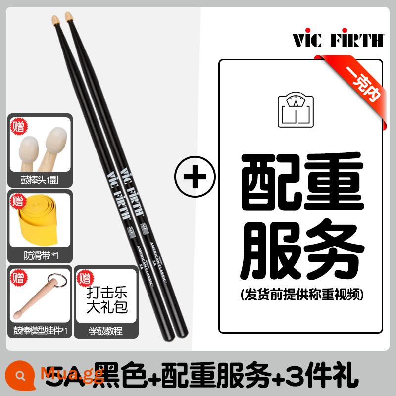 Cần trống Vic Firth do Mỹ sản xuất 5A 7A 5B gỗ óc chó phong trống jazz chữ ký búa dùi trống VF - Dịch vụ 5A Đen + Đối trọng