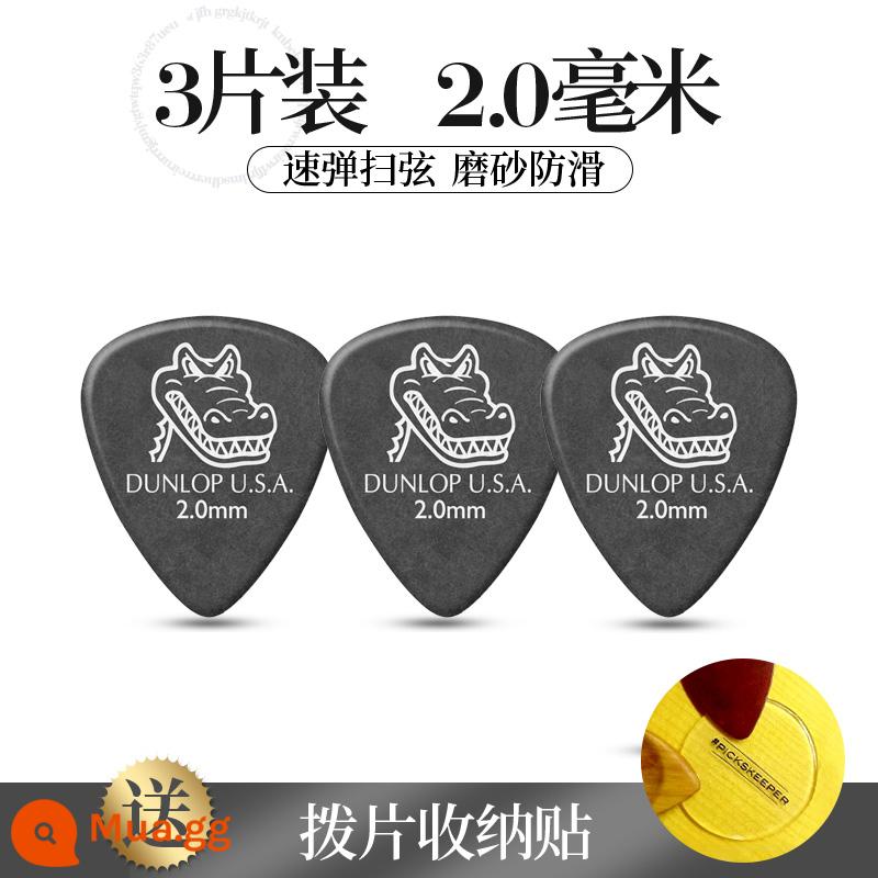 Bộ gảy đàn guitar dân gian Dunlop Gator mờ chống trơn trượt cá sấu Dunlop Gator Gói nhiều mảnh chịu mài mòn - Đầu gắp 2.0mm*3 miếng