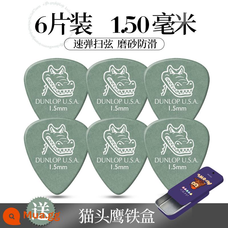 Bộ gảy đàn guitar dân gian Dunlop Gator mờ chống trơn trượt cá sấu Dunlop Gator Gói nhiều mảnh chịu mài mòn - Đầu gắp 1,5mm*6 miếng