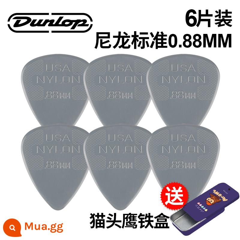 Chính hãng Dunlop Đàn guitar tiêu chuẩn Dunlop Nylon nylon chống trượt lò xo đàn babaklite bakelite - [6 miếng] 0.88mm+hộp sắt tiêu chuẩn