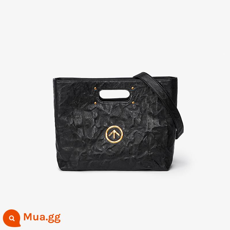 Túi tote GROTTO Blackstone CARRY da cừu rám nắng từ rau củ Ý hợp thời trang mát mẻ dành cho người đi làm túi xách sức chứa lớn - Nhãn vàng đen cổ điển (M)