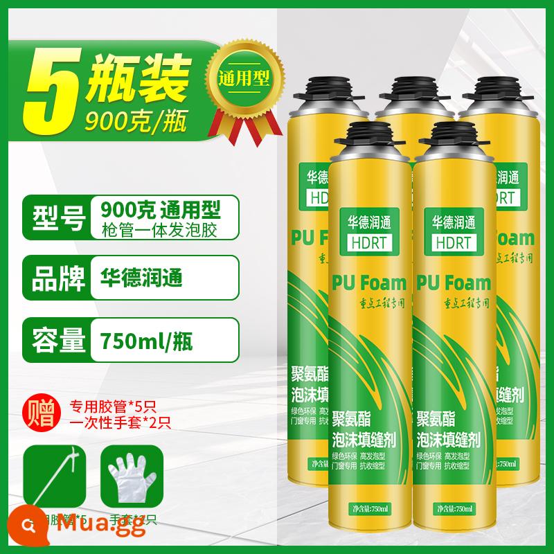 Chất tạo bọt chất hàn bọt cửa và cửa sổ chống rò rỉ làm đầy polyurethane chất bịt kín trương nở đường may cửa bịt lỗ hiện vật - Bao gồm 5 bình thông dụng có nòng tích hợp [750ml/900g] và ống mềm đặc biệt