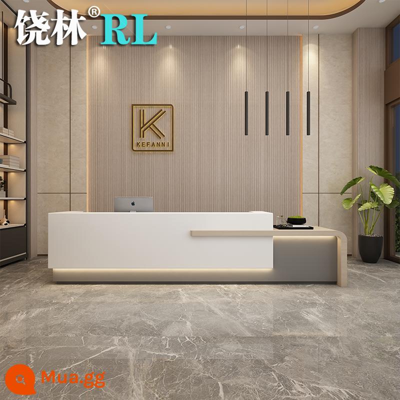 Người làm đẹp quán bar Salon Bar Đơn giản Harvest Bạc quầy trái cây Solid Wood Công ty Quán lễ của văn phòng và bàn tiếp tân bàn làm việc - Sơn trắng + gỗ