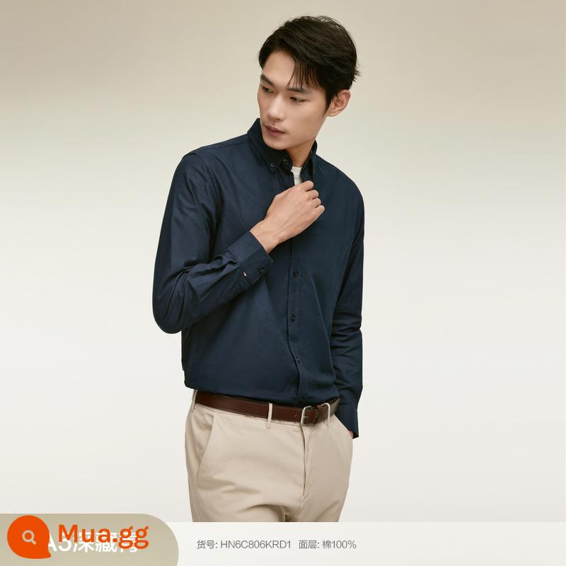 [100% Cotton] Áo Sơ Mi Đậu Đỏ Nam Dài Tay Mùa Xuân Mới Phong Cách Doanh Nhân Sọc Oxford Áo Sơ Mi Trắng - A5 phong cách hải quân sâu