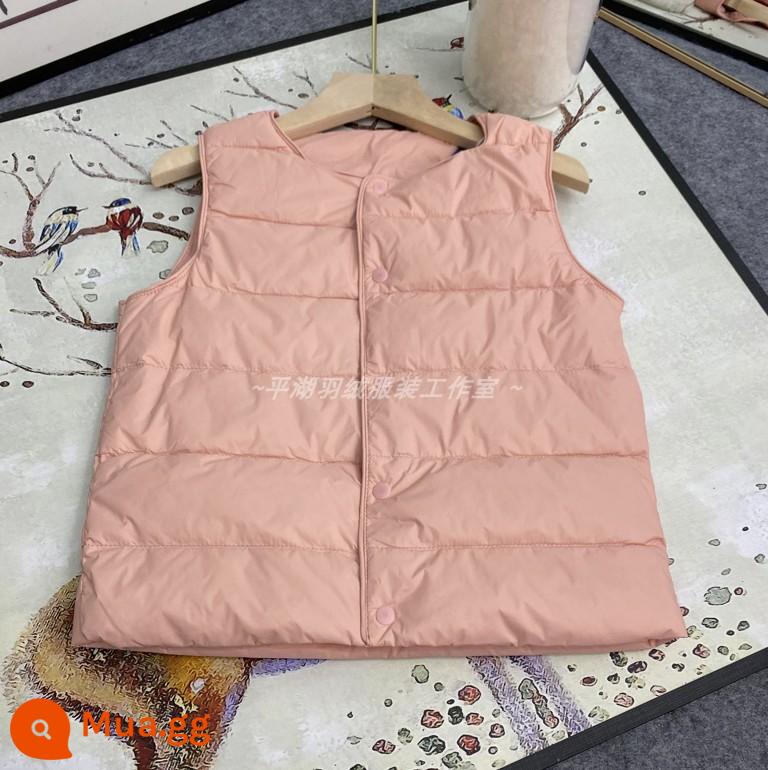 Áo khoác trẻ em Down Autumn and Winter Vest Vest Boys and Girls Cổ Vịt trắng Xuống Áo khoác vai thân rễ mùa đông bên trong và bên ngoài - Hồng