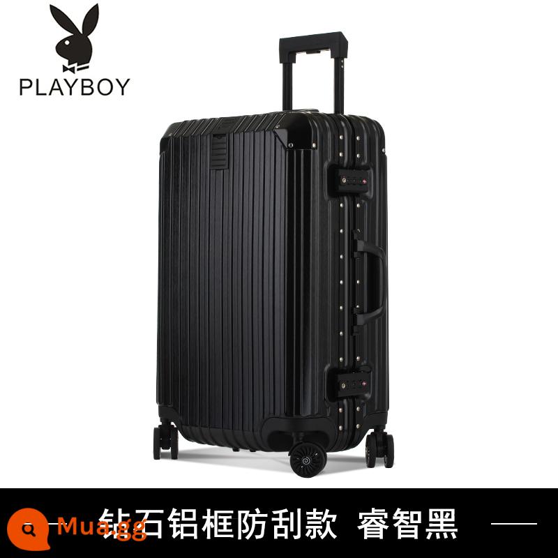 Vali Playboy du lịch mật khẩu nhỏ đa năng bánh xe đẩy trường hợp 24 nữ và nam 20 inch bao da nội trú 26 - Trí tuệ đen