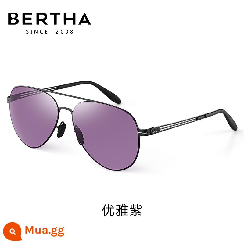 BERTHA MEN POLARIZER Kính râm Drive Driving Kính râm Pilot Toad Gương 2022 Tide MỚI - màu tím thanh lịch