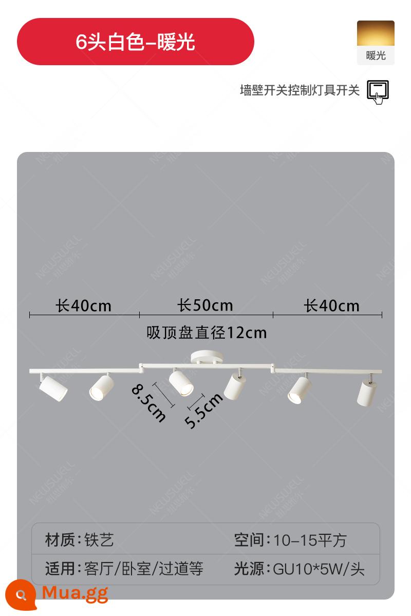 Bắc Âu Theo Dõi Ánh Sáng Đèn LED Ốp Trần Nhà Bề Mặt Gắn Downlight Âm Trần Nền Phòng Khách Nền Tường Cloakroom Nhỏ Đèn Pha - Mẫu trần 6 đầu trắng-ánh sáng ấm áp