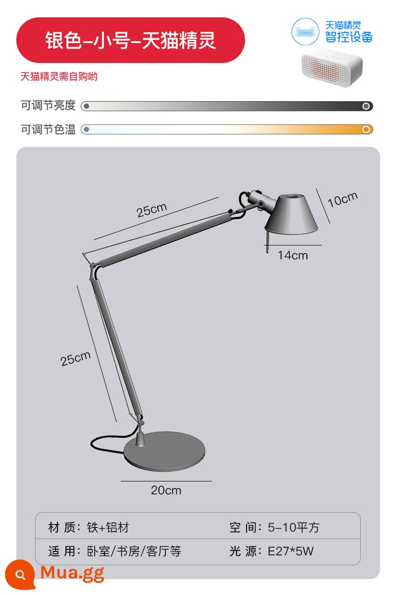 Bắc Âu Cánh Tay Dài Gấp Gọn Đèn Bàn Ý Nhà Thiết Kế Văn Phòng Để Bàn Phòng Ngủ Đèn Học Mũ Rơm Đèn Bàn - Điều chỉnh độ sáng thông minh bằng kèn bạc (mẫu Tmall Elf)