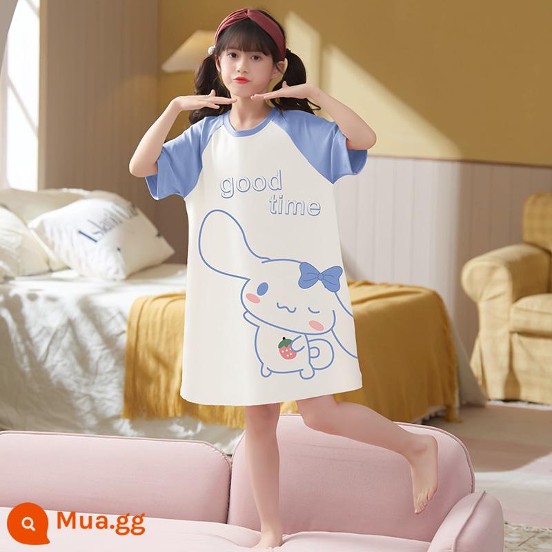 Váy ngủ bé gái cotton mùa hè ngắn tay mỏng bộ đồ ngủ trẻ em phong cách mùa hè bé gái cha mẹ con lớn công chúa phục vụ tại nhà - [Mẫu bán chạy G]31442