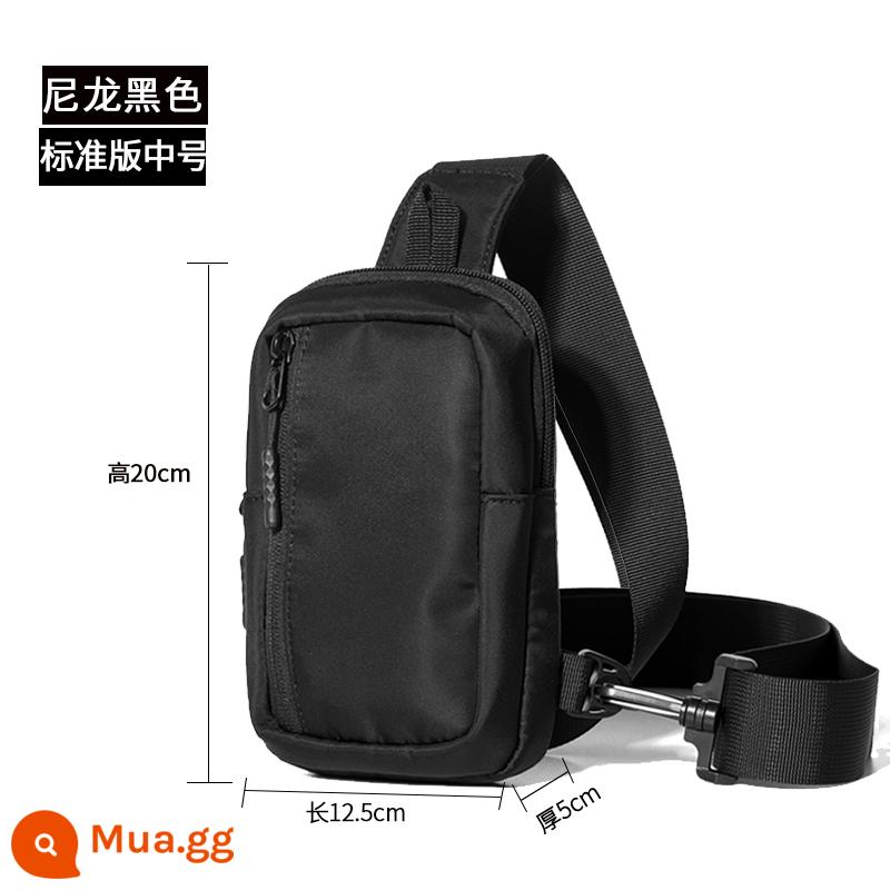 Túi Đeo Vai Mới Túi Nam Mini Nhẹ Túi Satchel Nhỏ Đơn Giản Túi Điện Thoại Di Động Túi Thắt Lưng Nam Túi Đeo Ngực Thể Thao Chạy Bộ - Nylon đen [cỡ vừa]