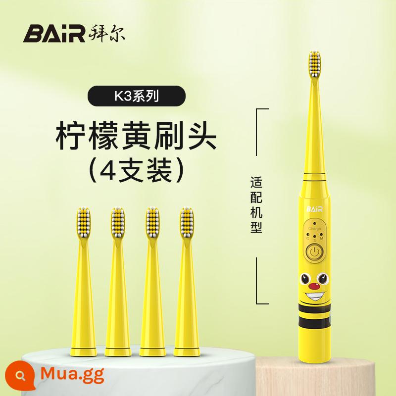 Bàn chải đánh răng điện Bayer K series dành cho trẻ em mẫu 4 gói thích ứng với đầu bàn chải thay thế tiêu chuẩn K3/K7 không phải của Bayer - Đầu cọ K3 4 gói (màu vàng)