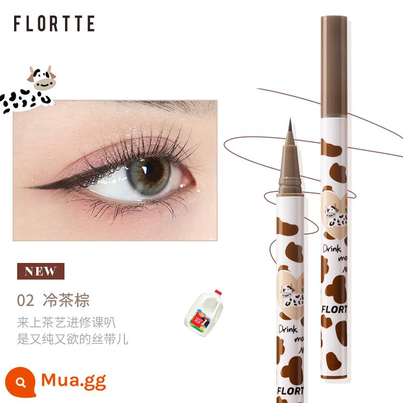 FLORTTE/Flower Loria màu bút kẻ mắt dạng lỏng Wow thật tốt nằm tằm bút bền không thấm nước và không bị nhòe miễn phí vận chuyển - 02# Trà nâu lạnh cực mịn