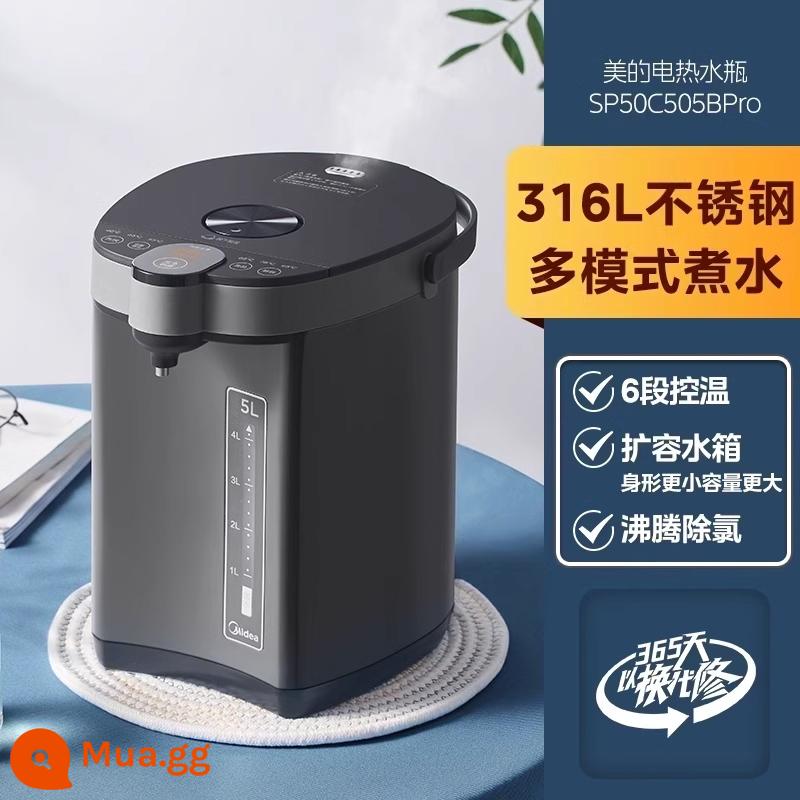 Ấm đun nước điện thông minh Midea 316L Ấm đun nước điện sáu tầng điều khiển nhiệt độ 5L công suất lớn Đa tầng điều khiển nhiệt độ Ấm đun nước sôi nhanh - [Lớp lót bằng thép không gỉ 316L dành cho bà mẹ và trẻ sơ sinh]