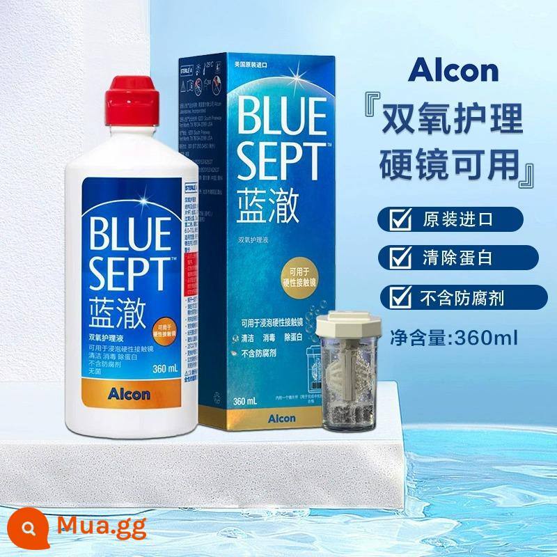 Kính áp tròng Alcon Aodi cận thị màu xanh trong suốt hydrogen peroxide 360ml dung dịch làm sạch ống kính cứng ok chai dung dịch chăm sóc ống kính - Màu xanh trong suốt 360ml