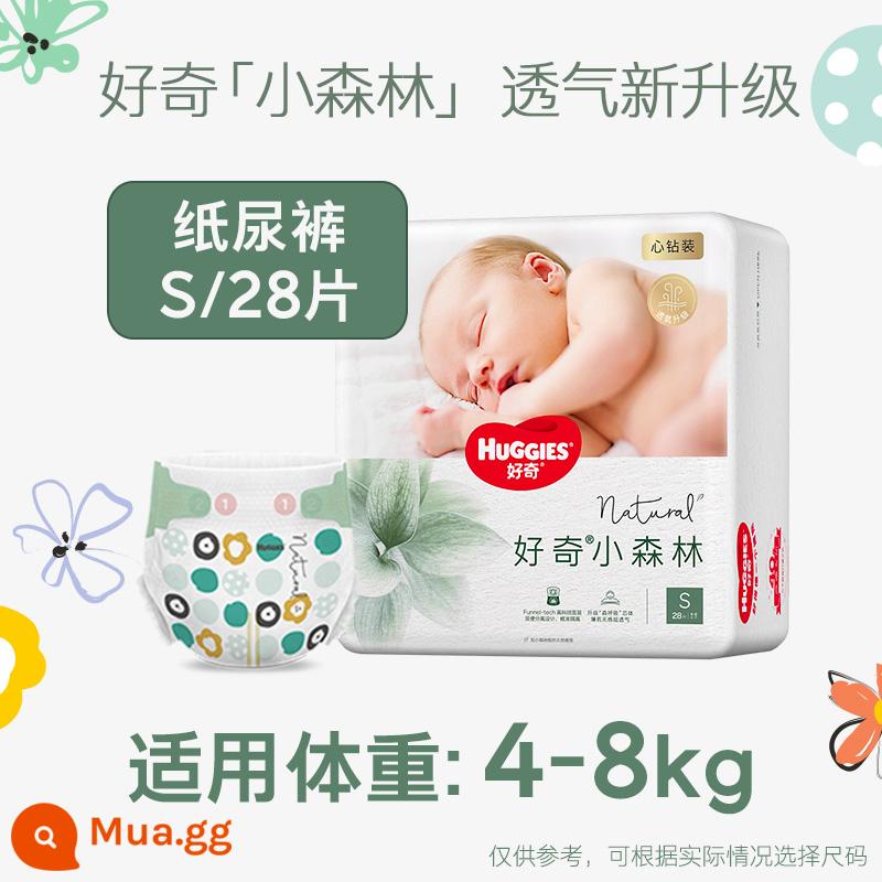 Tã giấy mini Huggies Forest hình trái tim NB30/S28/M22 quần pull L18/XL14 siêu mỏng thoáng mát - Tã S28