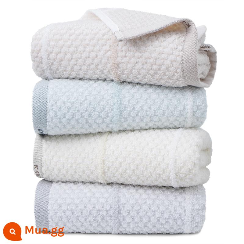 Khăn size vàng 4 gói Khăn mặt cotton tinh khiết không huỳnh quang loại A dành cho nam và nữ thấm nước và rửa mặt kết hợp khăn lớn gói gia đình - 4 gói nhiều màu trơn