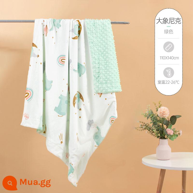 Miễn phí vận chuyển-BEBETOUR nhẹ nhàng chăn hạt đậu cho bé chăn cotton trẻ em chăn điều hòa không khí chăn cho bé vào mùa thu và mùa đông - Chăn Beanie Nick the Elephant 110*140cm